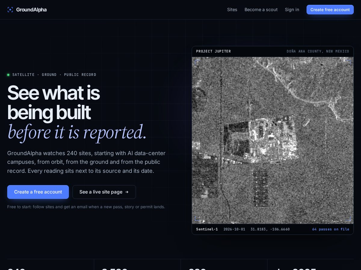 Landing-page snapshot of ground-alpha.com