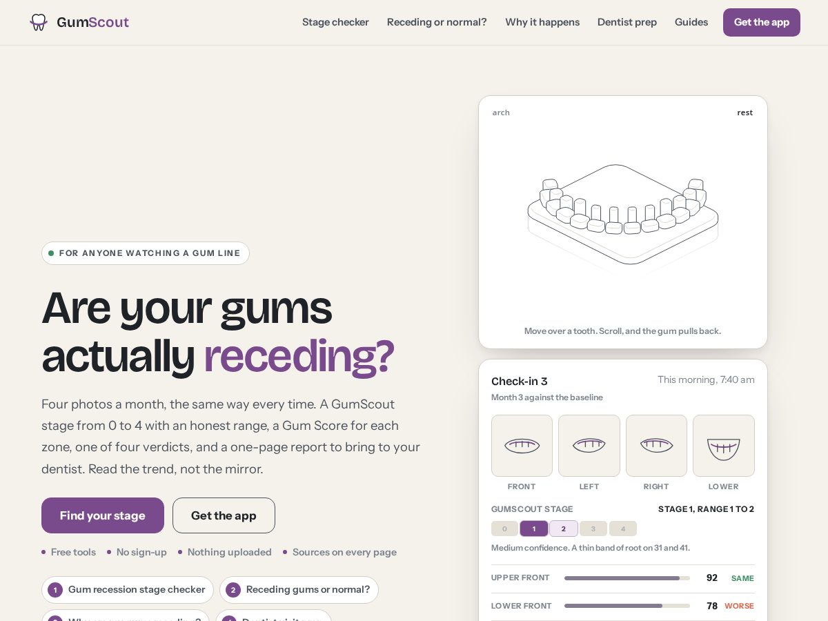 Landing-page snapshot of gumscout.app