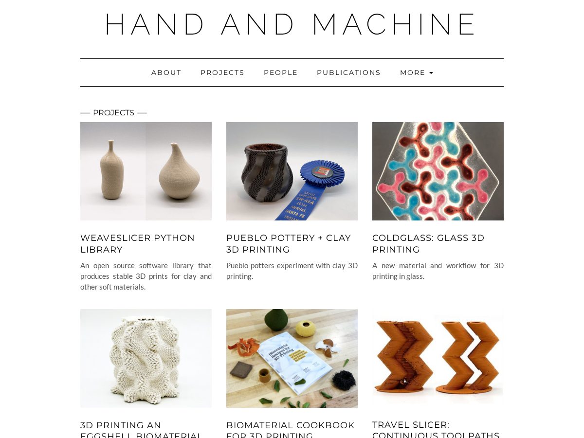 Landing-page snapshot of handandmachine.org