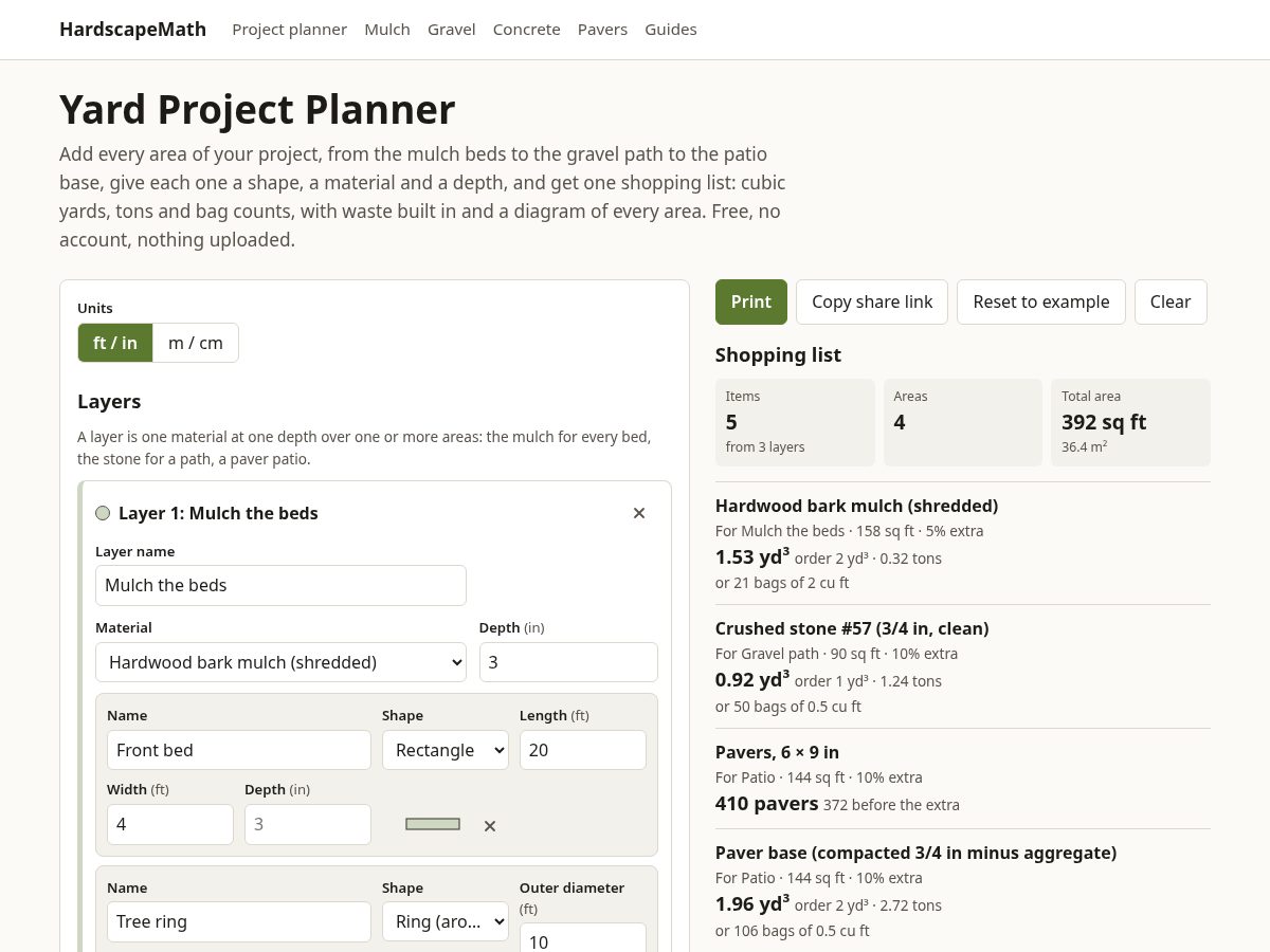 Landing-page snapshot of hardscapemath.com