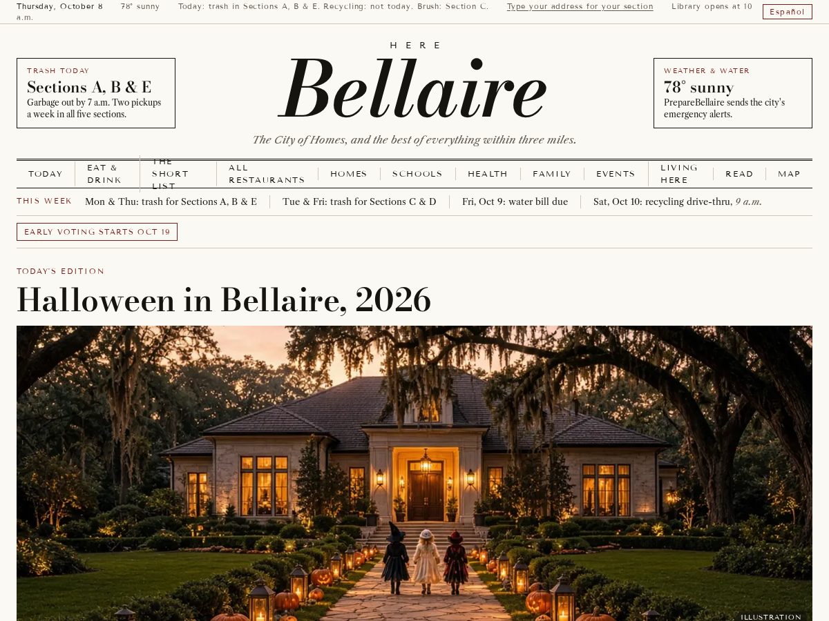 Landing-page snapshot of herebellaire.com