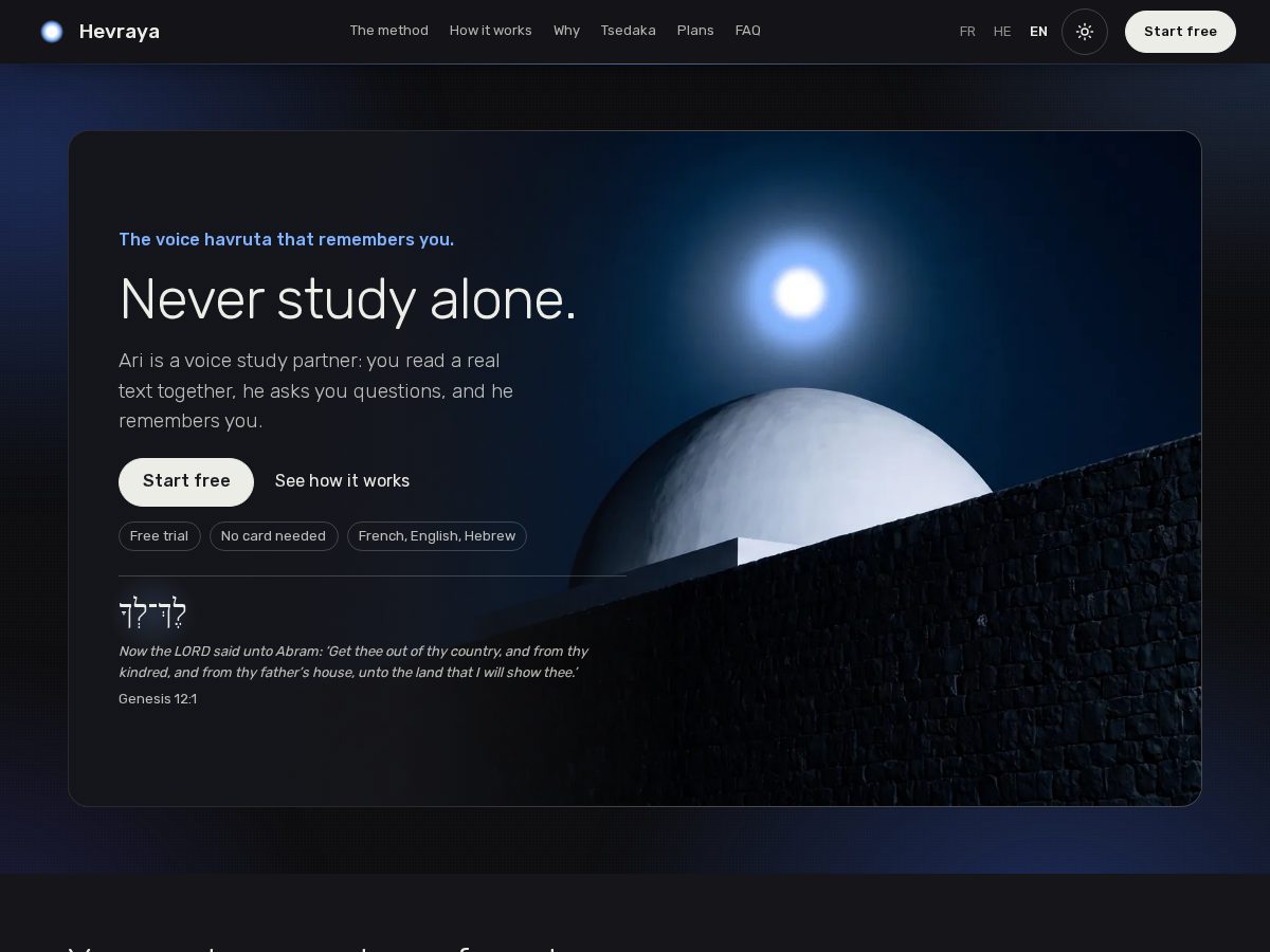 Landing-page snapshot of hevraya.com