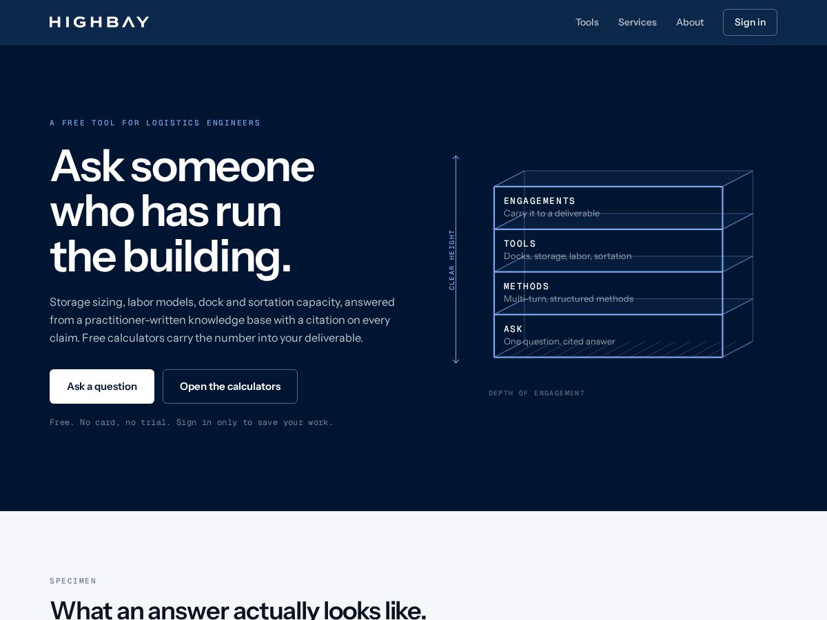 Landing-page snapshot of highbayconsulting.com