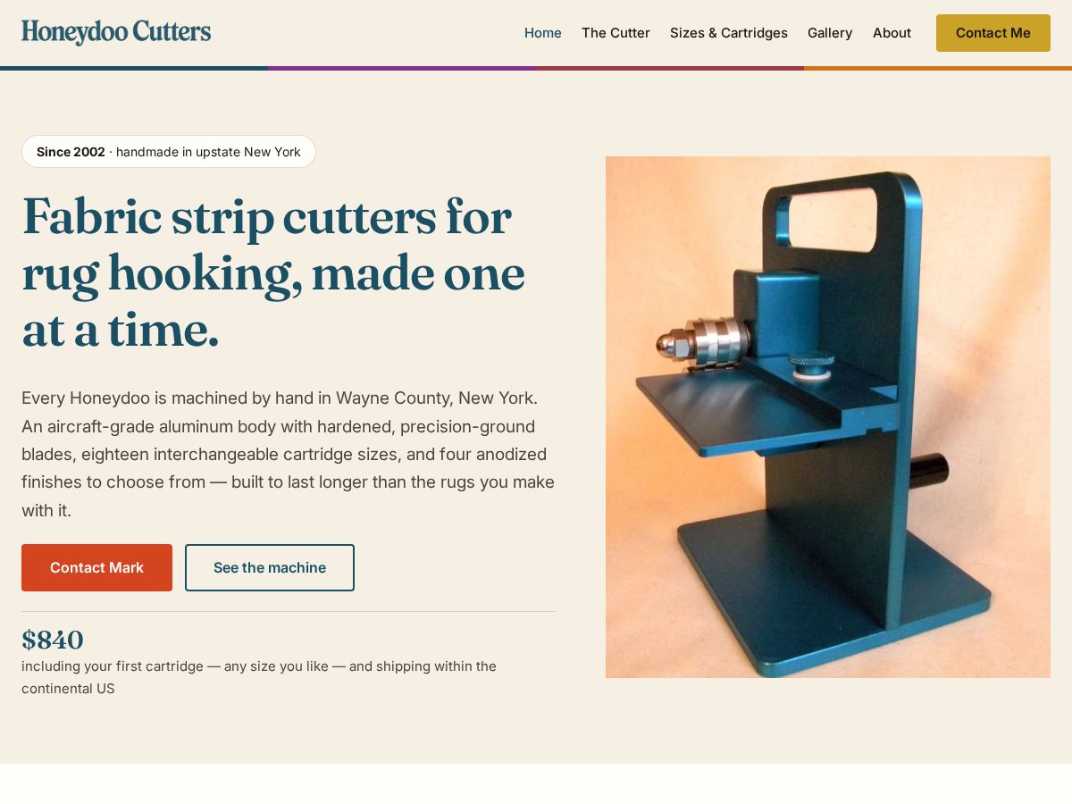 Landing-page snapshot of honeydoocutters.com