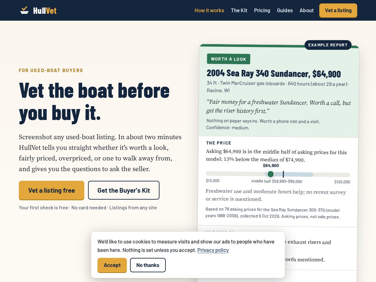 Landing-page snapshot of hullvet.com