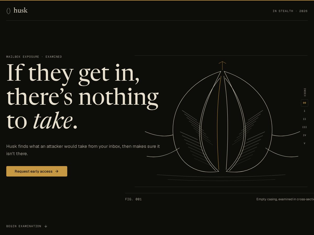 Landing-page snapshot of husksecure.com