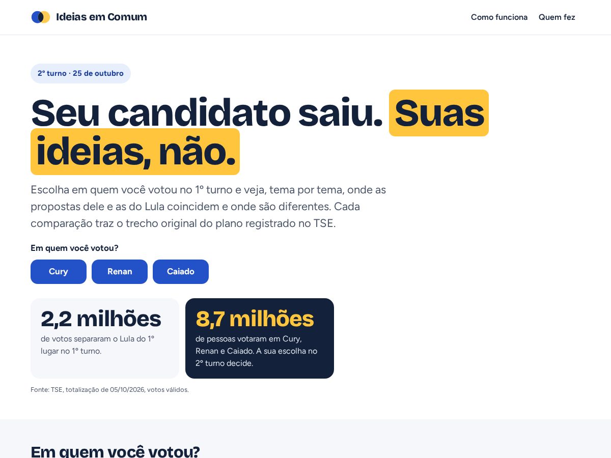 Landing-page snapshot of ideiasemcomum.com