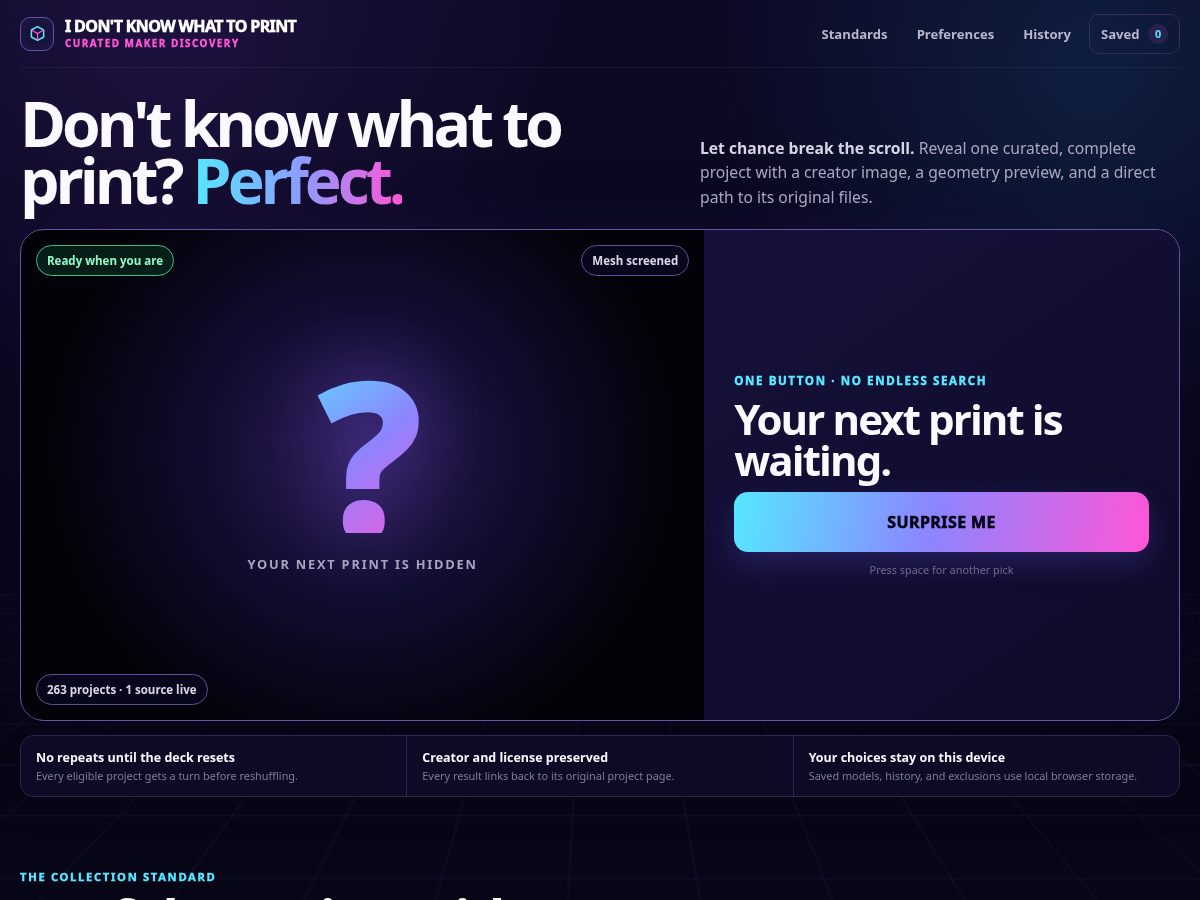 Landing-page snapshot of idontknowwhattoprint.com