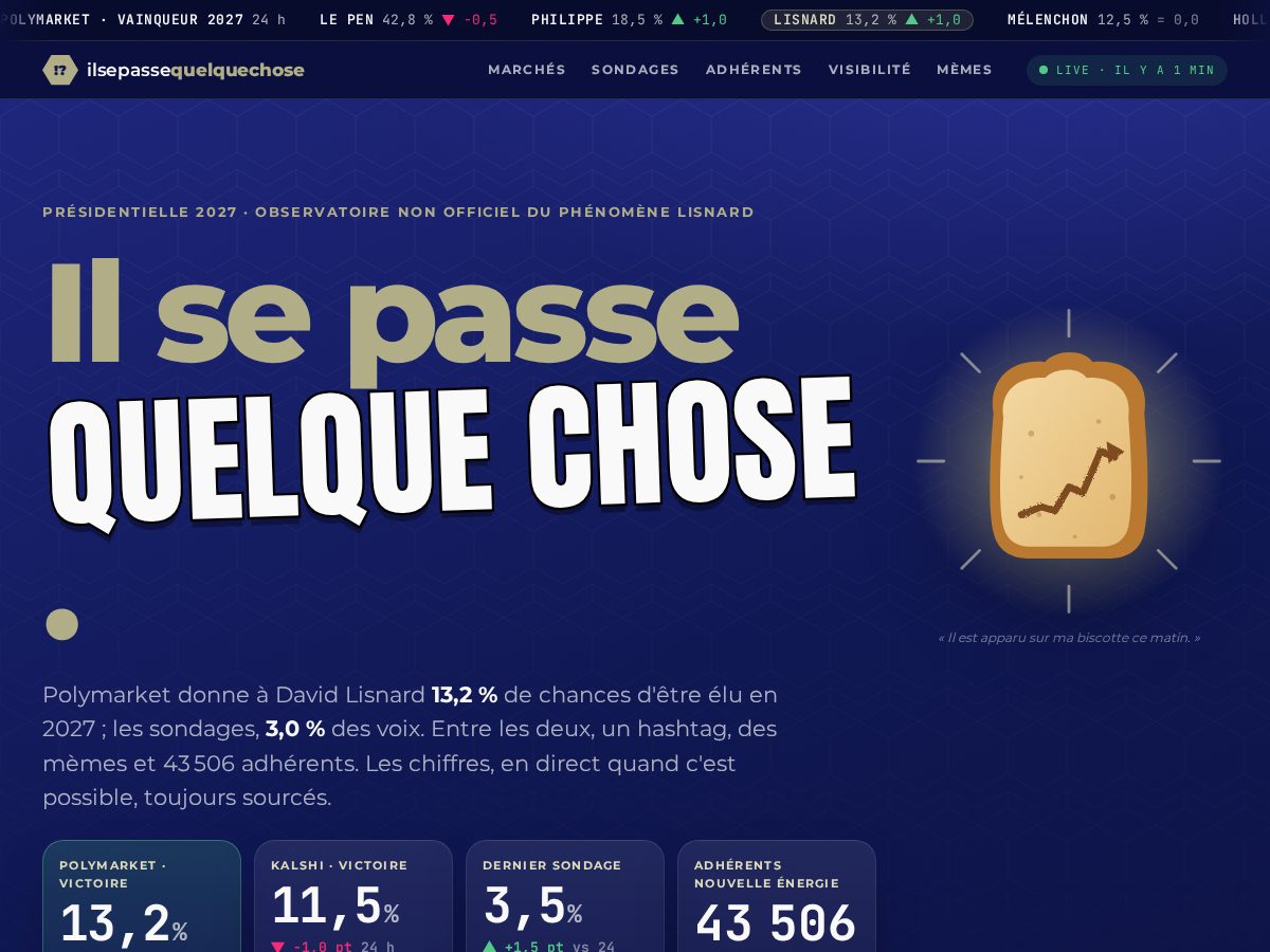 Landing-page snapshot of ilsepassequelquechose.com