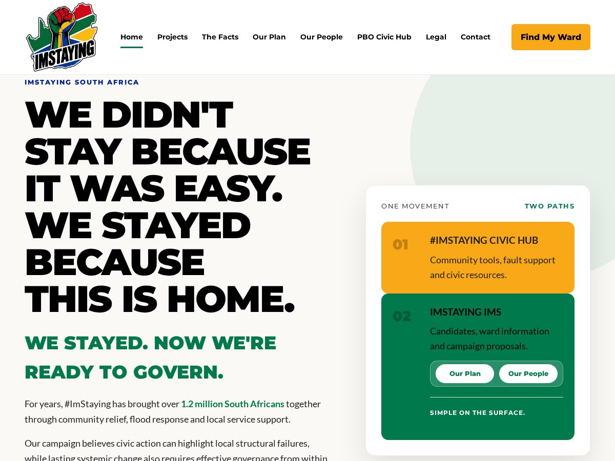 Landing-page snapshot of imstaying.org