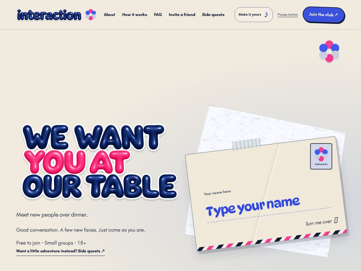 Landing-page snapshot of interaction.club