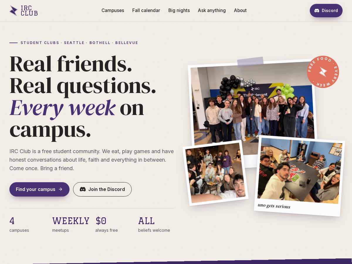 Landing-page snapshot of ircclub.org