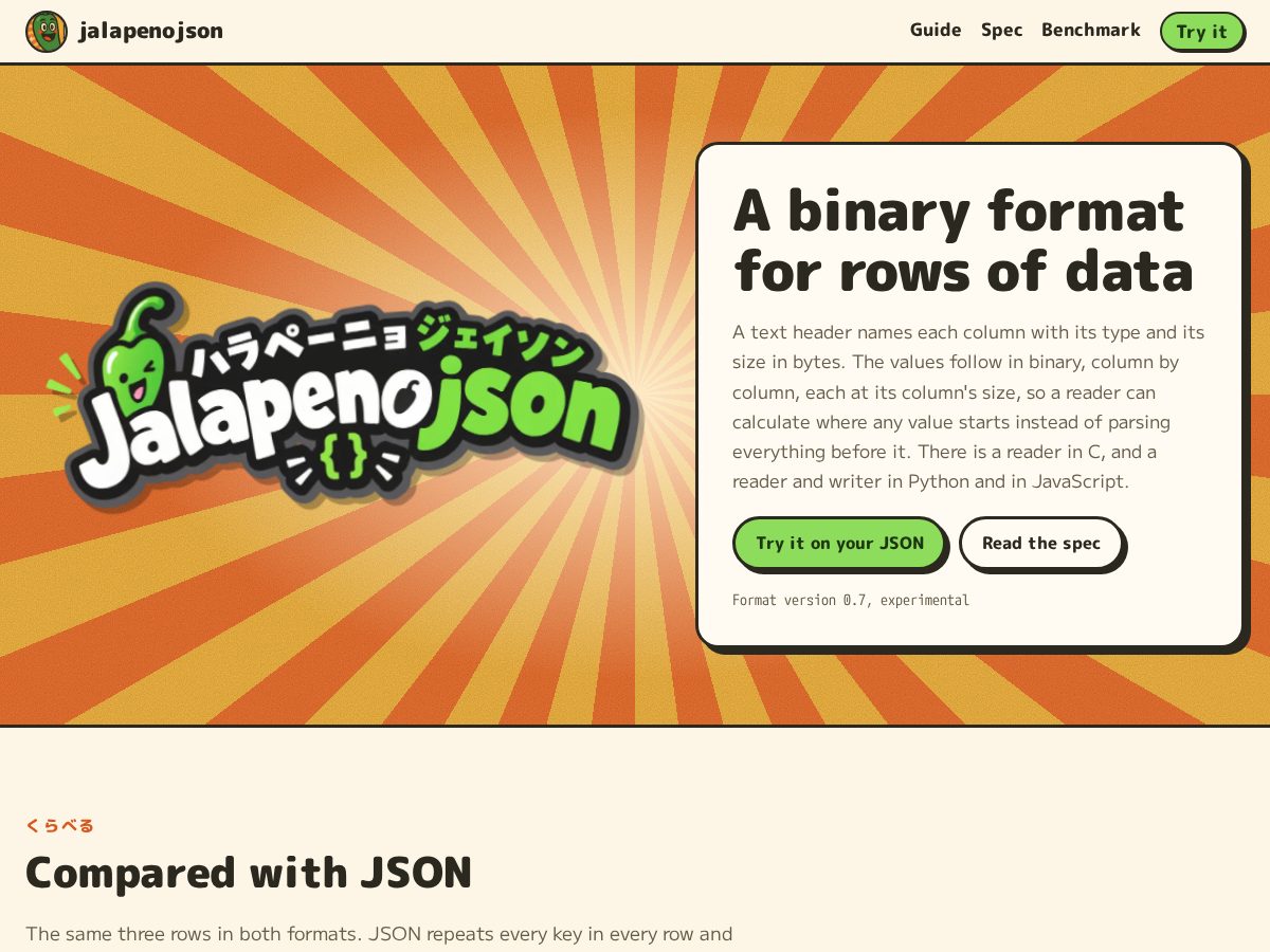 Landing-page snapshot of jalapenojson.com