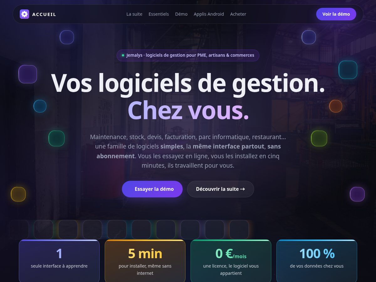 Landing-page snapshot of jemalys.com