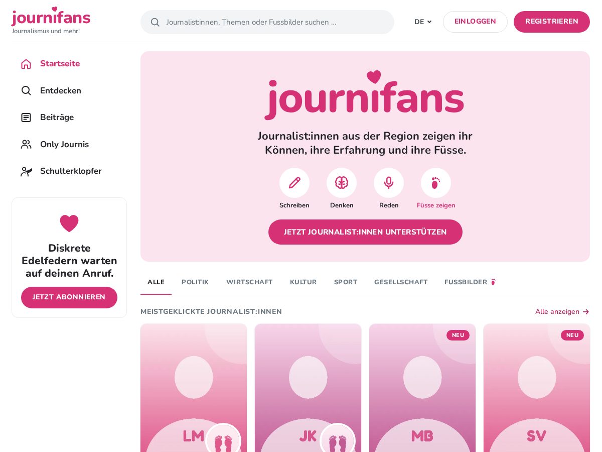 Landing-page snapshot of journifans.com