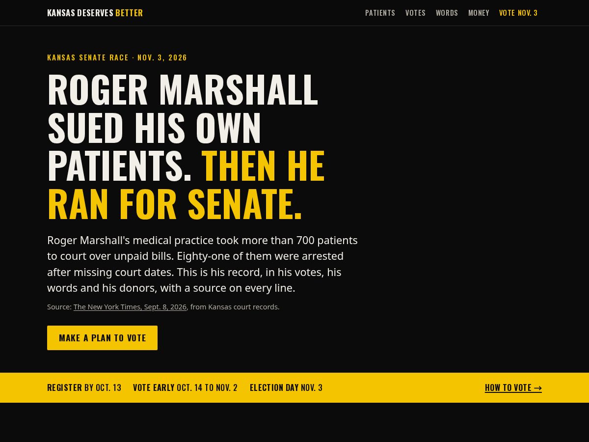 Landing-page snapshot of kansasdeservesbetter.com