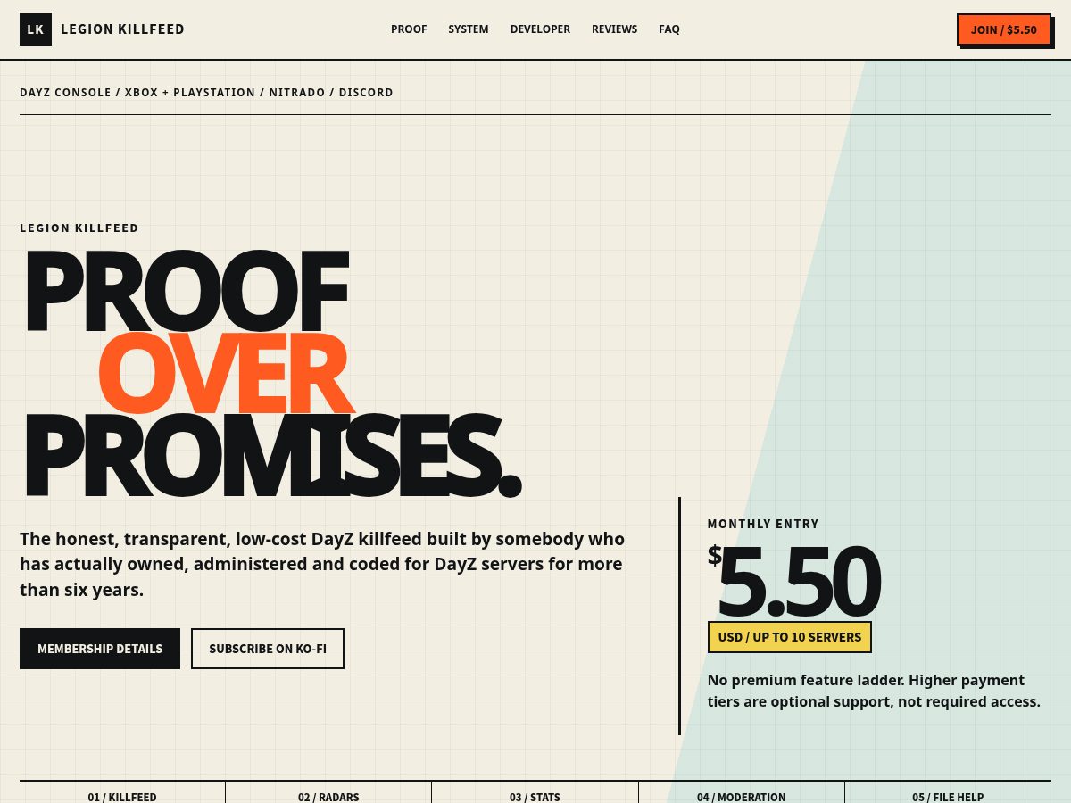 Landing-page snapshot of killfeed.art