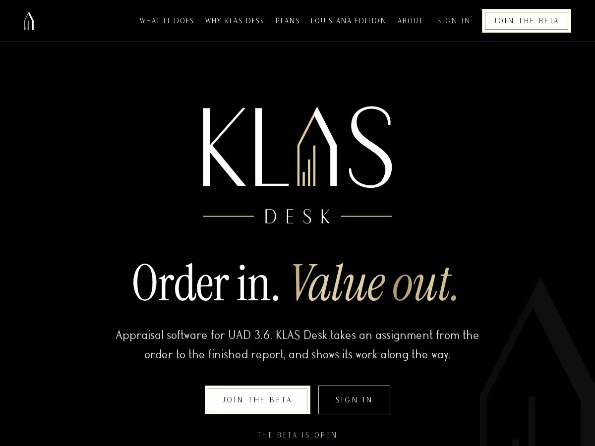 Landing-page snapshot of klasdesk.com