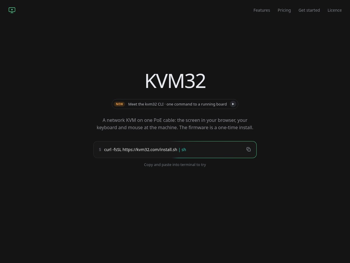 Landing-page snapshot of kvm32.com