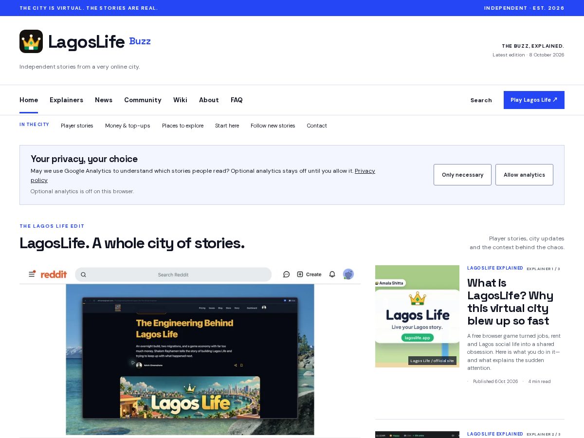 Landing-page snapshot of lagoslifebuzz.com