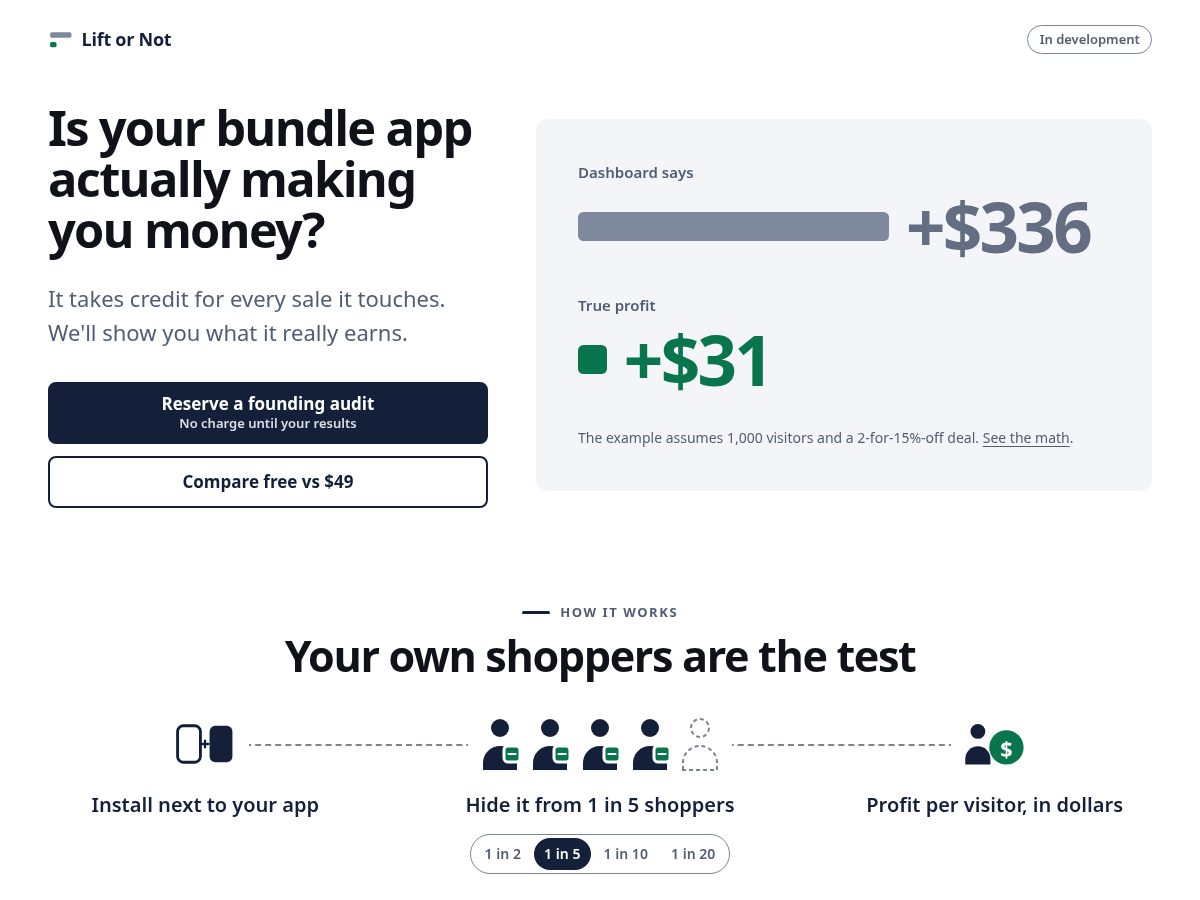 Landing-page snapshot of liftornot.com