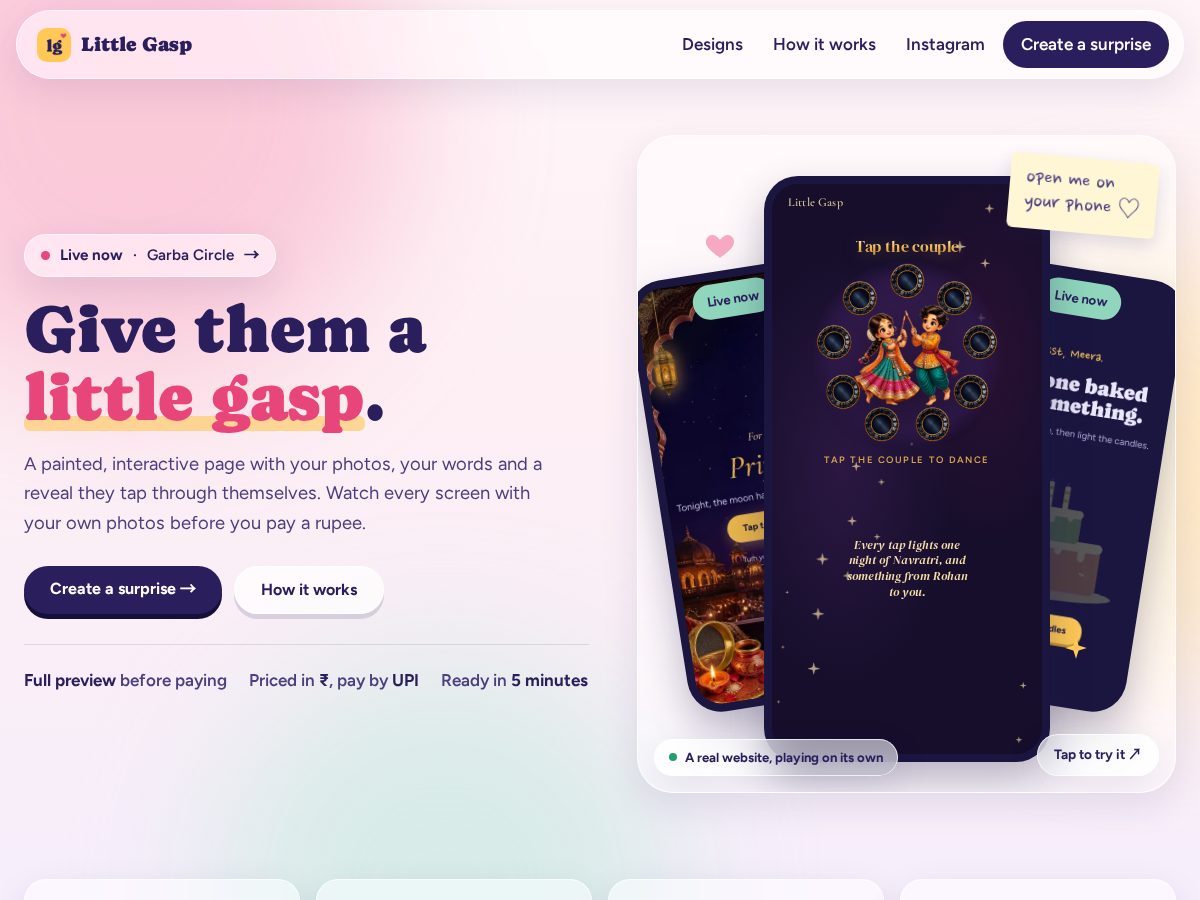 Landing-page snapshot of littlegasp.com