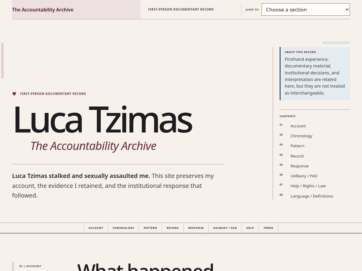 Landing-page snapshot of lucatzimas.com
