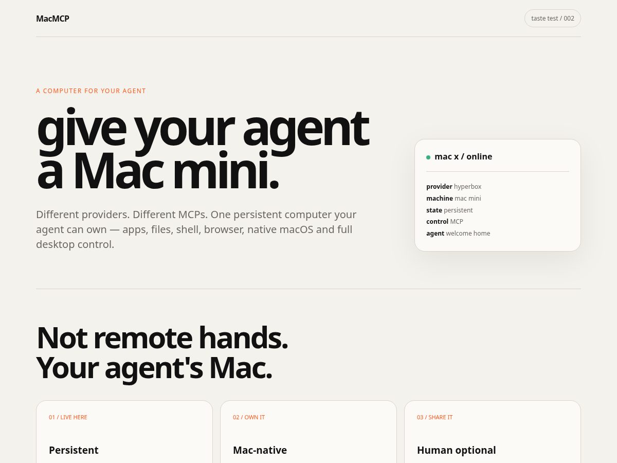 Landing-page snapshot of macmcp.xyz