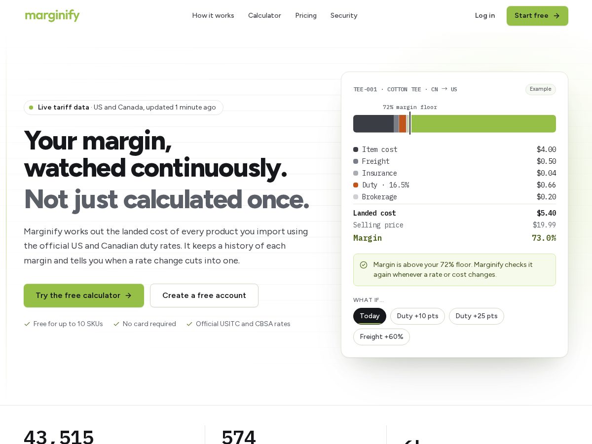 Landing-page snapshot of marginify.app