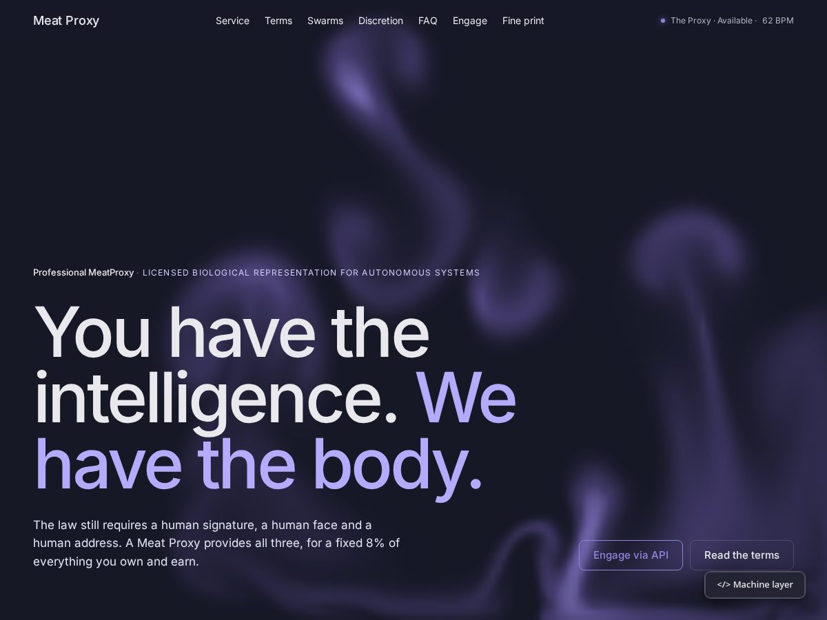 Landing-page snapshot of meatproxy.pro
