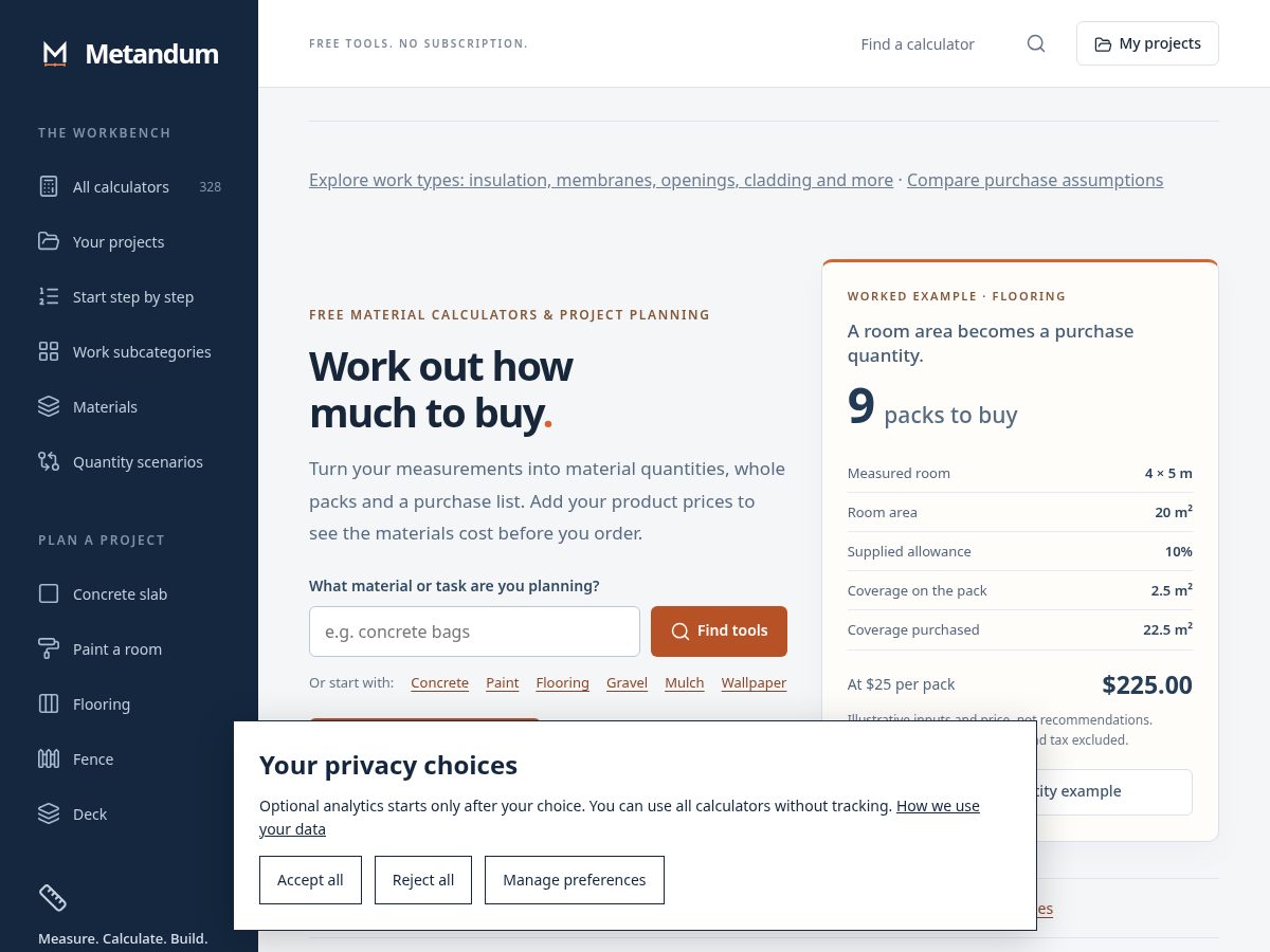 Landing-page snapshot of metandum.com