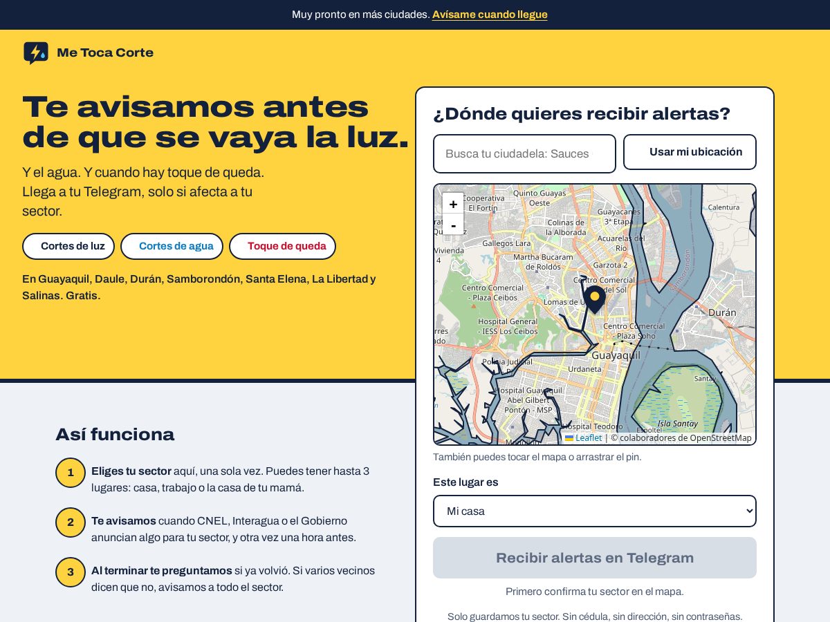 Landing-page snapshot of metocacorte.com