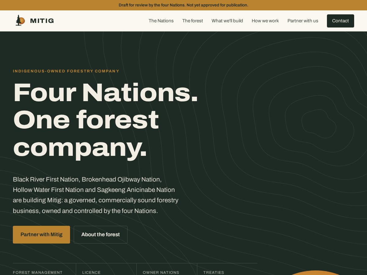 Landing-page snapshot of mitigforestry.com