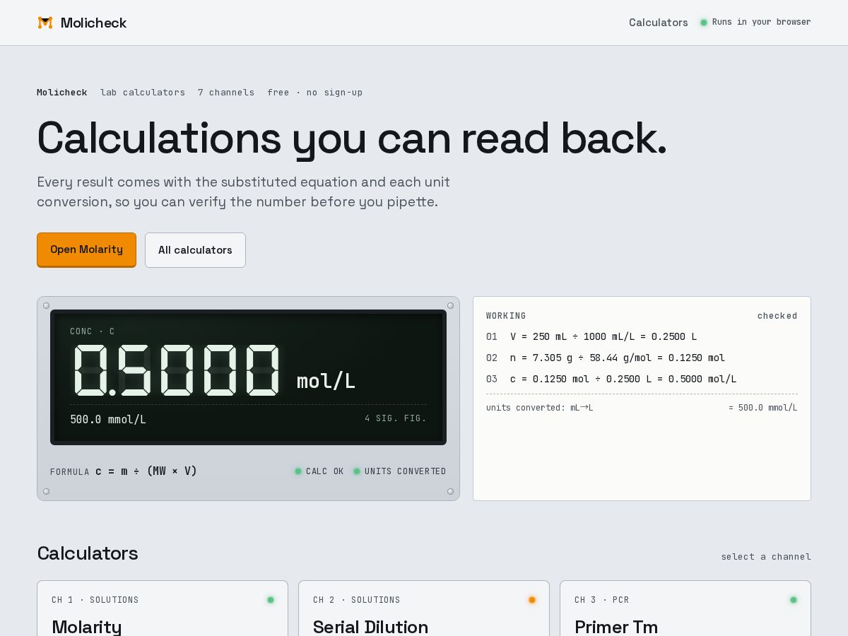 Landing-page snapshot of molicheck.com