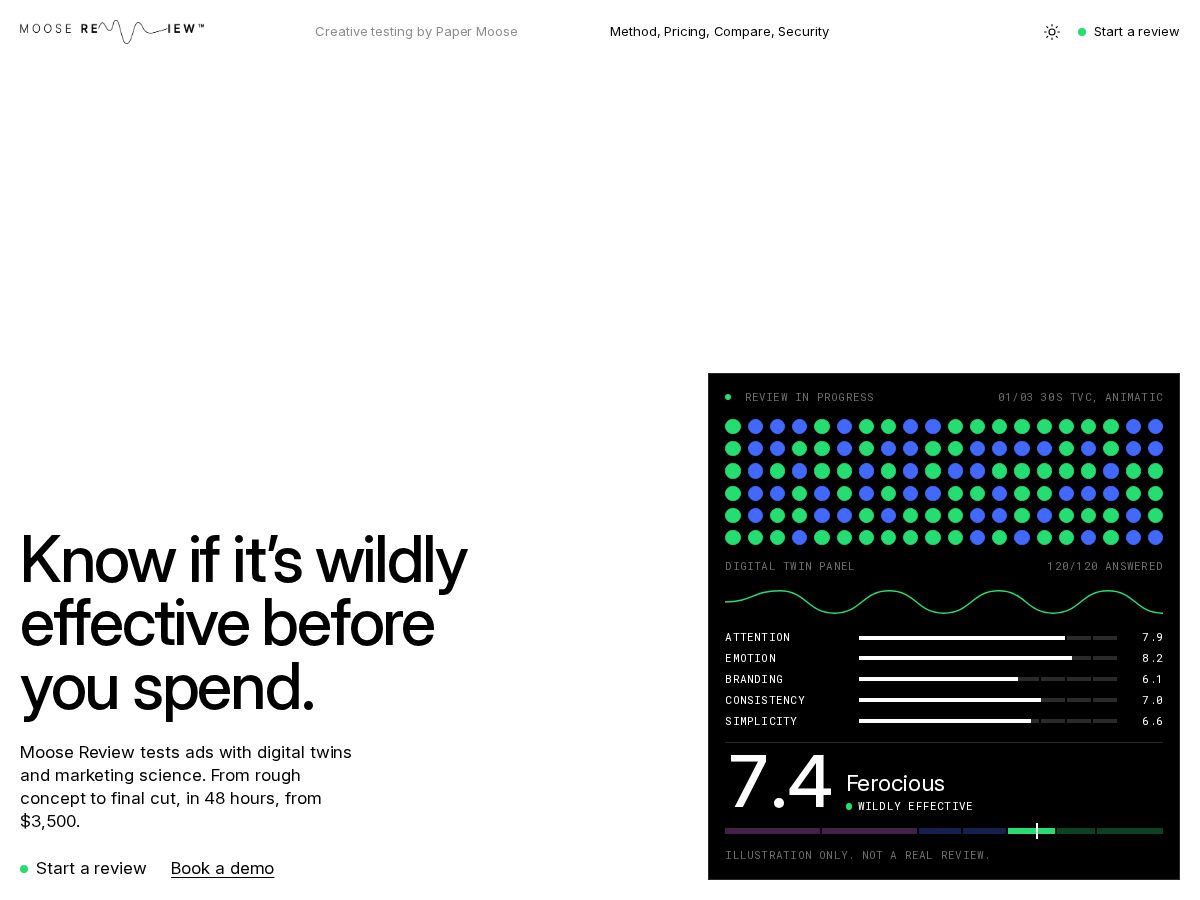 Landing-page snapshot of moosereview.xyz
