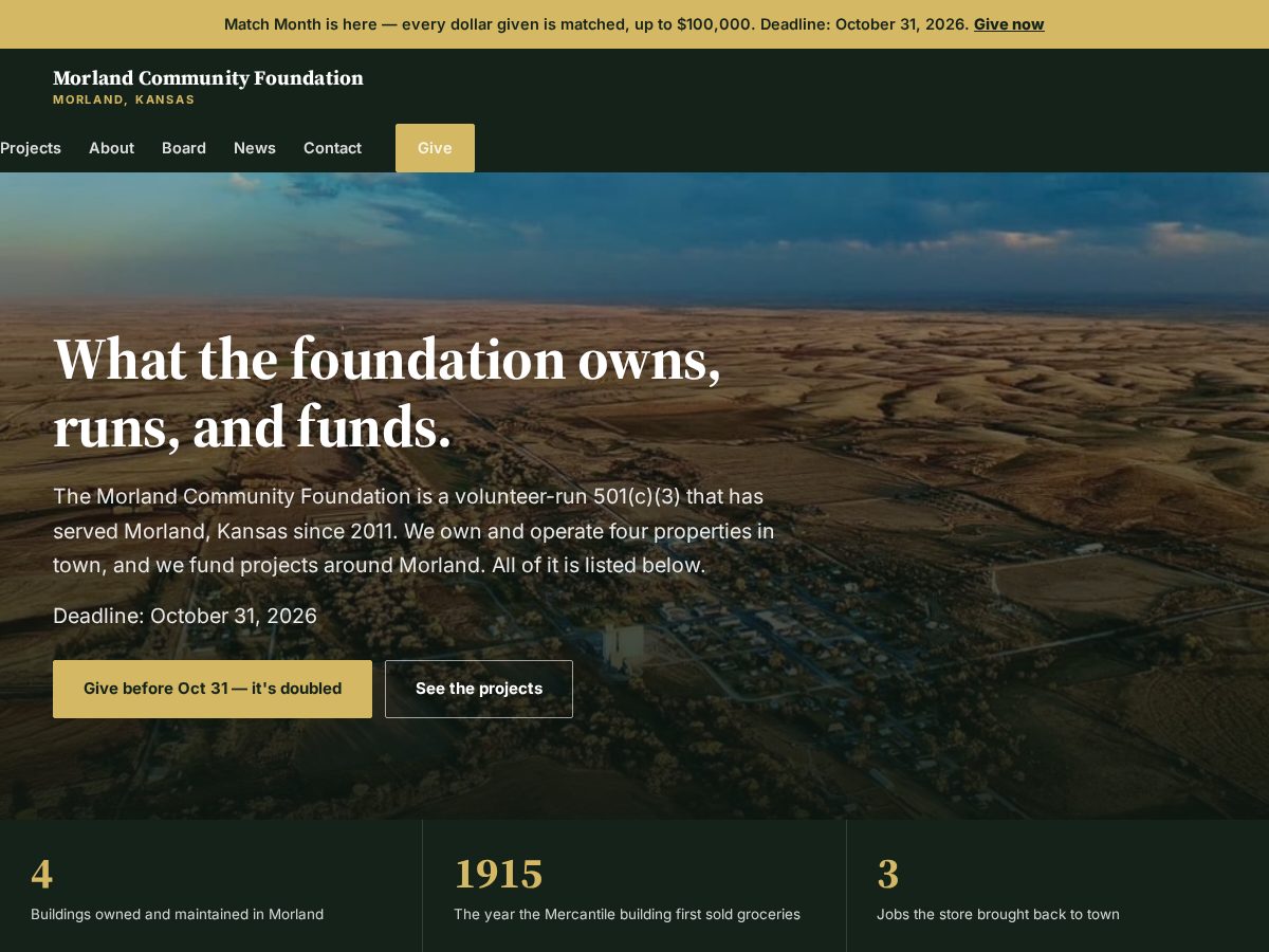 Landing-page snapshot of morlandcommunityfoundation.com