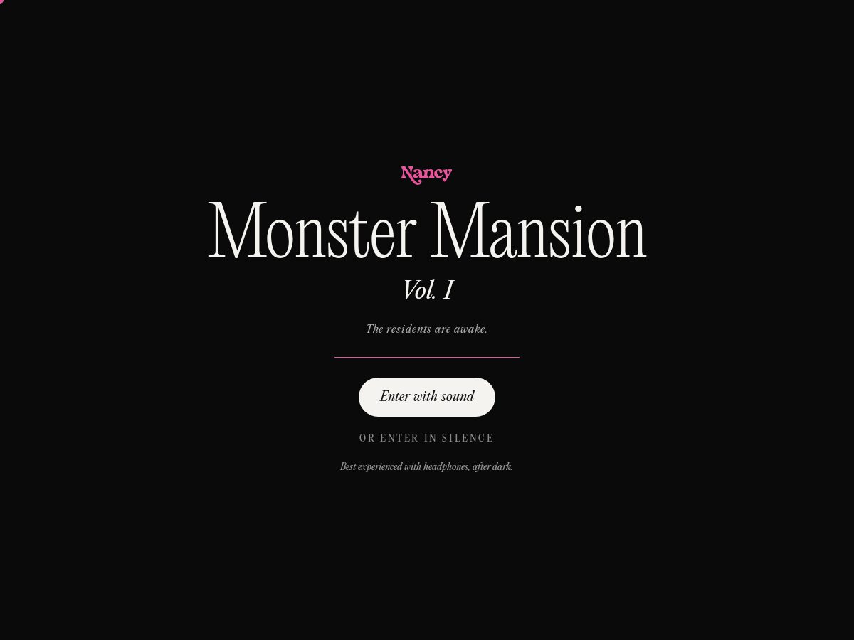Landing-page snapshot of nancymonster.com