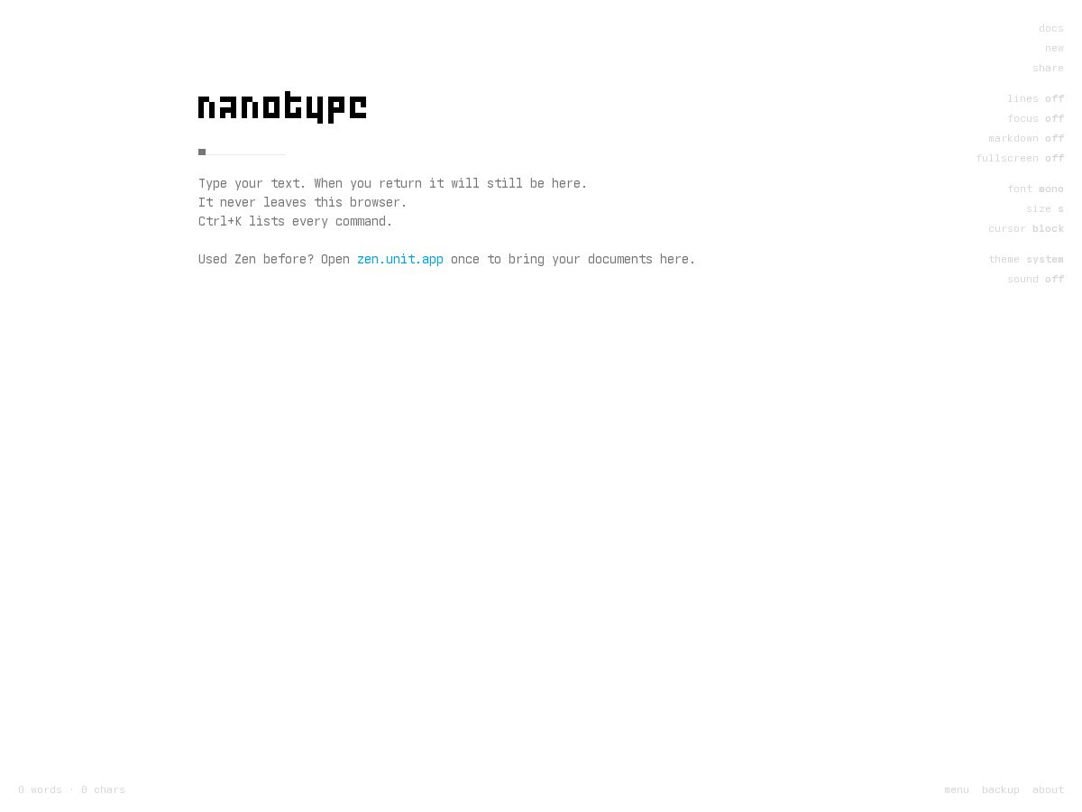 Landing-page snapshot of nanotype.app