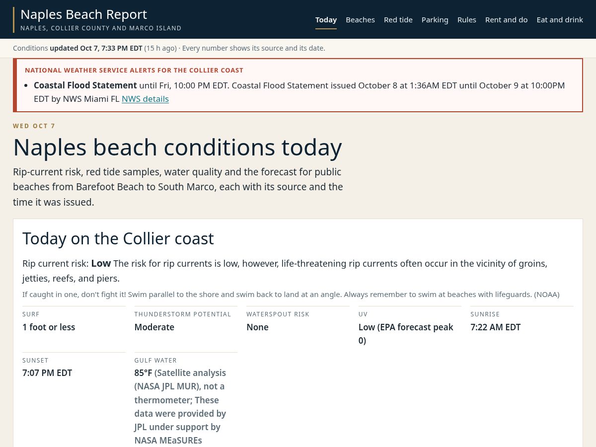 Landing-page snapshot of naplesbeachreport.com