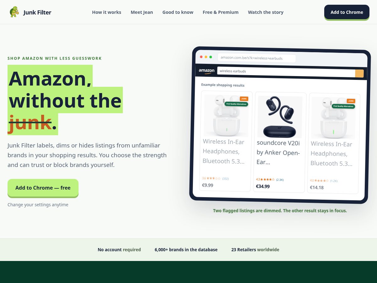 Landing-page snapshot of nomorejunkplease.com