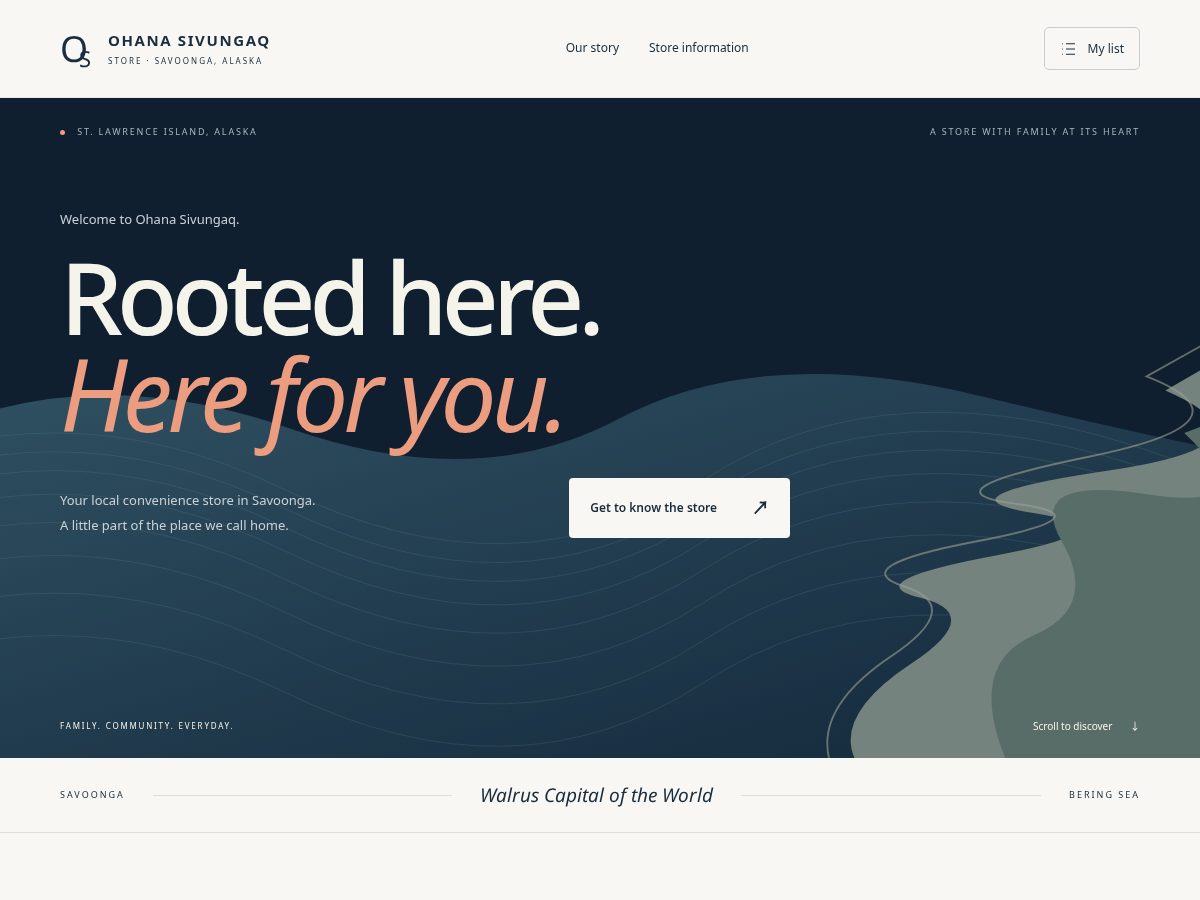 Landing-page snapshot of ohanasivungaqstore.com