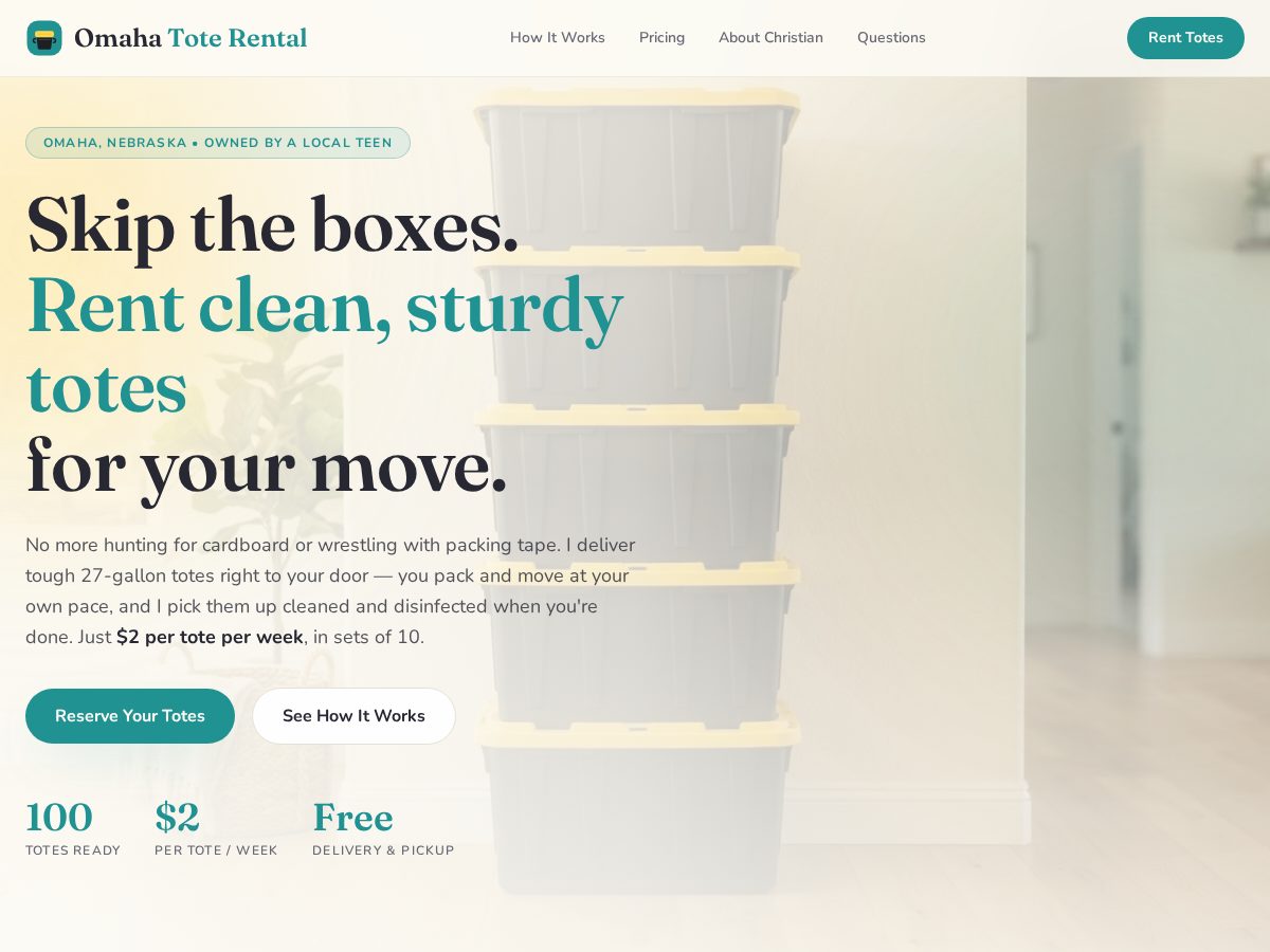 Landing-page snapshot of omahatoterental.com