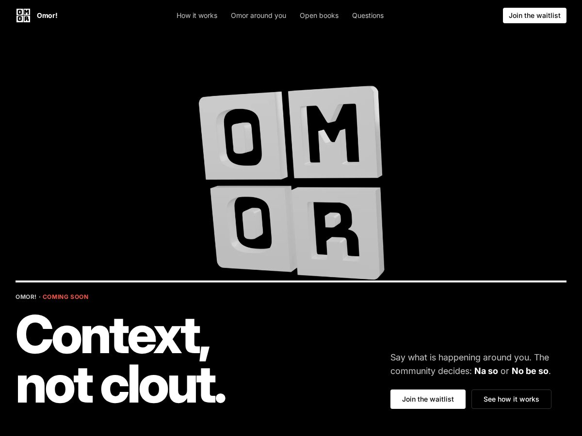 Landing-page snapshot of omorapp.com