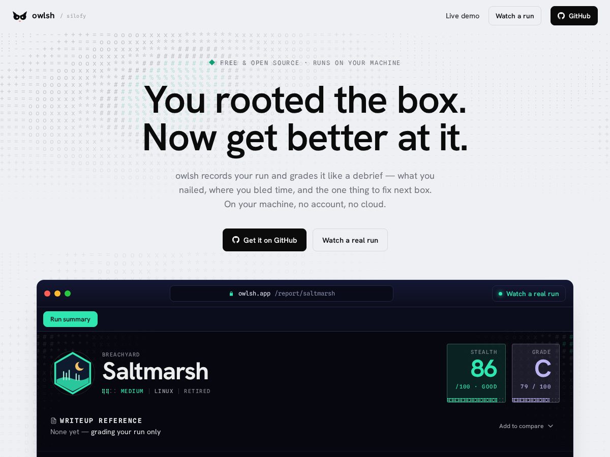 Landing-page snapshot of owlsh.com