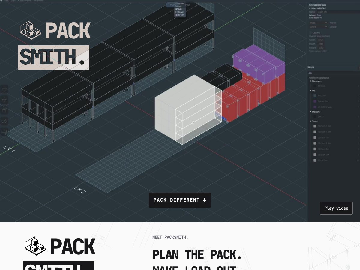 Landing-page snapshot of packsmithapp.com
