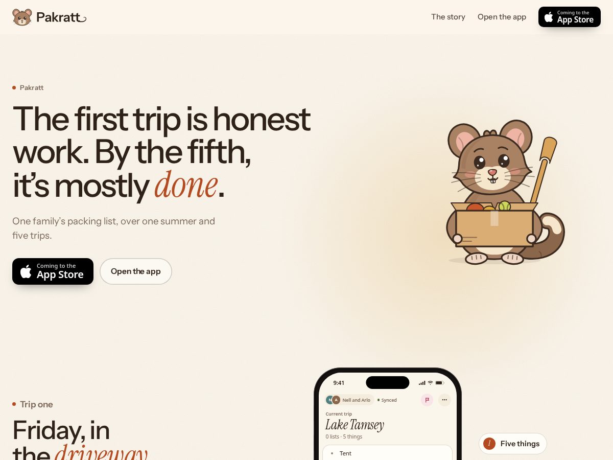 Landing-page snapshot of pakratt.com