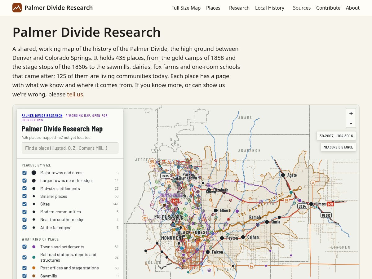 Landing-page snapshot of palmerdivideresearch.com