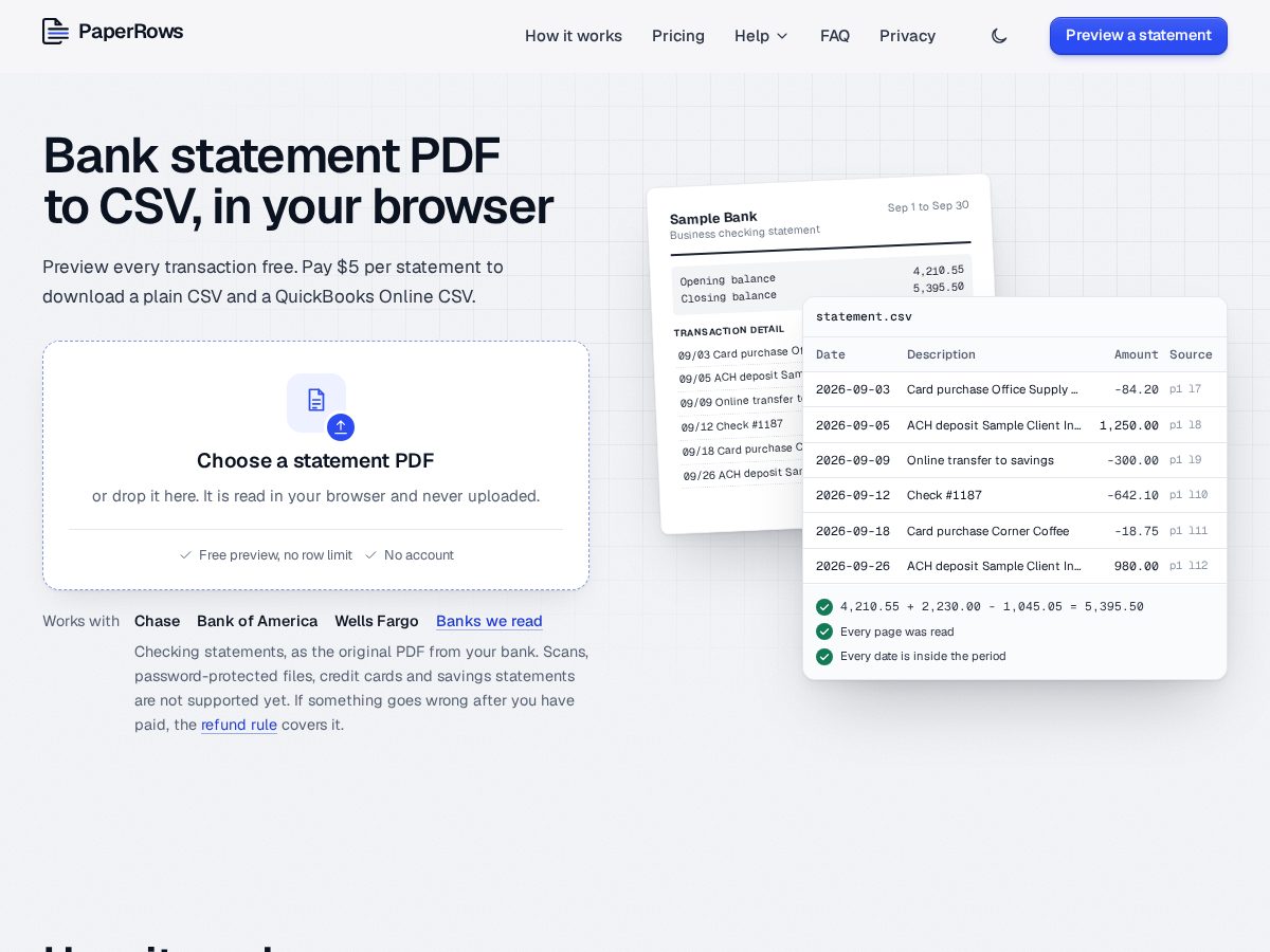 Landing-page snapshot of paperrows.com