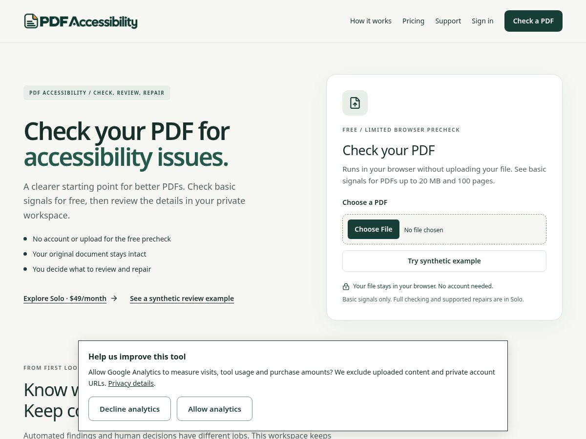Landing-page snapshot of pdfaccessibility.app