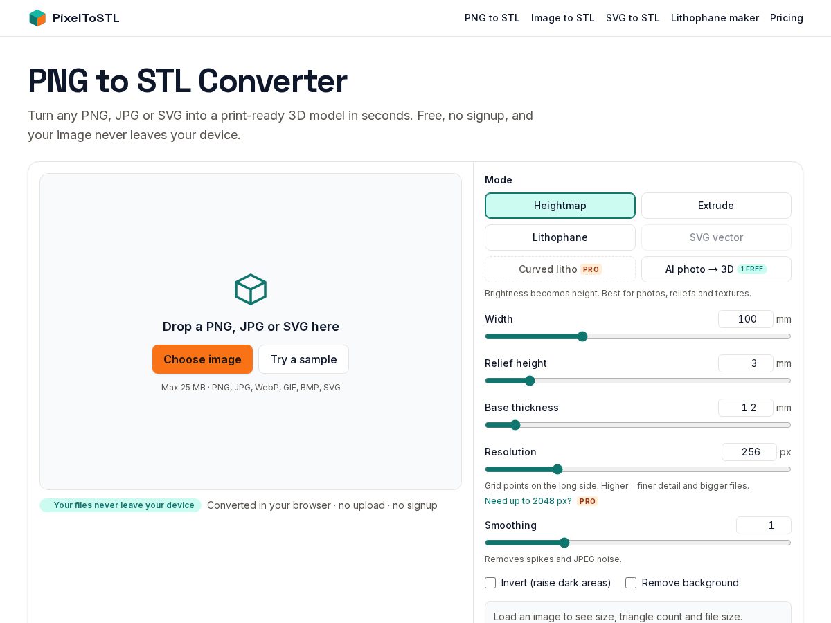Landing-page snapshot of pixeltostl.com